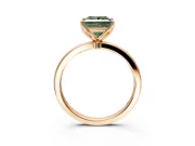 Solitaire Engagement Ring Setting for Fancy Green Princess Cut Center with Thin Rounded Plain Band and Prong Head in Rose Gold