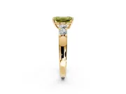5 Stone Engagement Ring Setting for Fancy Yellow Emerald Cut Center with Plain Band and Prong Head in Yellow Gold