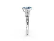 5 Stone Engagement Ring Setting for Fancy Blue Pear-Shaped Center with Graduated Accents and Prong Head in White Gold