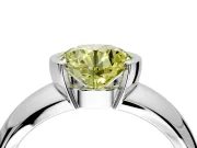 Tension Engagement Ring Setting for Fancy Yellow Round Cut Center with Wide Flat Band and Tension Head in White Gold