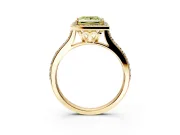 Halo Engagement Ring Setting for Fancy Yellow Princess Cut Center with Pave Accents, Heart Basket and Prong Head in Yellow Gold