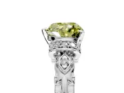 Solitaire Engagement Ring Setting for Fancy Yellow Heart-Shaped Center with Filigree Band and Prong Head in White Gold