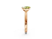 Solitaire Engagement Ring Setting for Fancy Yellow Oval Center with Engraved Milgrain Band and Prong Head in Rose Gold