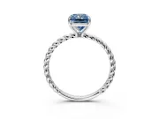 Solitaire Engagement Ring Setting for Fancy Blue Radiant Cut Center with Plain Twisted Rope Band and Prong Head in Platinum