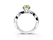 Solitaire Engagement Ring Setting for Fancy Yellow Oval Center with Half-Pave Crossover Band and Prong Head in White Gold