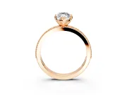 Milgrain Pave Engagement Ring Setting for Marquise Center with Accent Band and Prong Head in Rose Gold
