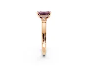 Solitaire Engagement Ring Setting for Fancy Pink Emerald Cut Center with Beaded Shoulders and Prong Head in Rose Gold