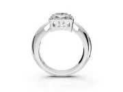 Halo Engagement Ring Setting for Princess Cut Center with Tapered Plain Band and Prong Head in Sterling Silver