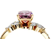 Solitaire Engagement Ring Setting for Fancy Pink Emerald Cut Center with Marquise Accent Twist Band and Prong Head in Yellow Gold