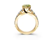 Solitaire Engagement Ring Setting for Fancy Yellow Heart-Shaped Center with Graduated Shared Prongs and Prong Head in Yellow Gold
