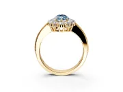 Halo Engagement Ring Setting for Fancy Blue Marquise Center with Milgrain Channel Band and Prong Head in Yellow Gold