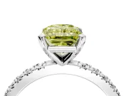 Solitaire Engagement Ring Setting for Fancy Yellow Radiant Cut Center with Fine Pave Band and Claw Prong Head in Sterling Silver