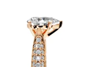 Solitaire Engagement Ring Setting for Pear-Shaped Center with Multi-Row Accents and Prong Head in Rose Gold