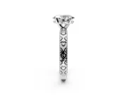 Solitaire Engagement Ring Setting for Oval Center with XO Engraved Band and Prong Head in Platinum