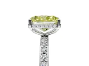 Hidden Halo Engagement Ring Setting for Fancy Yellow Radiant Cut Center with Pave Band and Prong Head in Sterling Silver