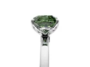 Solitaire Engagement Ring Setting for Fancy Green Cushion Cut Center with Thin Rounded Plain Band and Prong Head in Sterling Silver