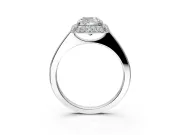 Halo Engagement Ring Setting for Cushion Cut Center with Plain Tapered Band and Prong Head in Sterling Silver