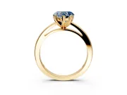 Solitaire Engagement Ring Setting for Fancy Blue Heart-Shaped Center with Basket Rail and Prong Head in Yellow Gold