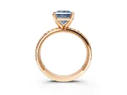 Solitaire Engagement Ring Setting for Fancy Blue Princess Cut Center with Milgrain X Pattern Band and Prong Head in Rose Gold