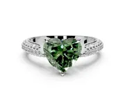 Solitaire Engagement Ring Setting for Fancy Green Heart-Shaped Center with Multi-Row Accents and Prong Head in Platinum