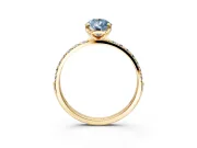 Solitaire Engagement Ring Setting for Fancy Blue Pear-Shaped Center with Pave Accents and Prong Head in Yellow Gold