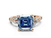 Solitaire Engagement Ring Setting for Fancy Blue Asscher Cut Center with Marquise Accent Twist Band and Prong Head in Rose Gold