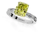 Solitaire Engagement Ring Setting for Fancy Yellow Radiant Cut Center with Channel Baguette Band and Prong Head in Sterling Silver