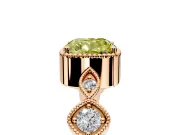 Vintage Station Engagement Ring Setting for Fancy Yellow Cushion Cut Center with Accents and Prong Head in Rose Gold