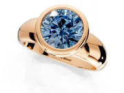 Solitaire Engagement Ring Setting for Fancy Blue Round Cut Center with Wide Band and Bezel Head in Rose Gold