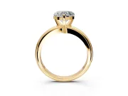 Solitaire Engagement Ring Setting for Heart-Shaped Center with Wire Band and Prong Head in Yellow Gold