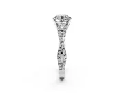 Solitaire Engagement Ring Setting for Round Cut Center with Twisted Pave Split Shank and Prong Head in Platinum