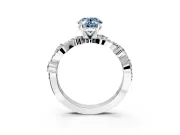 Solitaire Engagement Ring Setting for Fancy Blue Oval Center with Bar-Station Pave Twist and Prong Head in Platinum