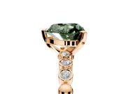 Solitaire Engagement Ring Setting for Fancy Green Heart-Shaped Center with Bezel-Dot Beaded Band and Prong Head in Rose Gold