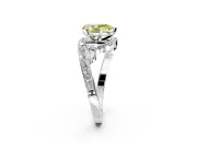 Solitaire Engagement Ring Setting for Fancy Yellow Pear-Shaped Center with Pave Bypass Twist Band and Prong Head in Platinum