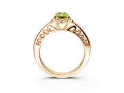 Floral Engagement Ring Setting for Fancy Yellow Emerald Cut Center with Four Accent Clusters and Prong Head in Rose Gold
