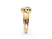 Solitaire Engagement Ring Setting for Fancy Yellow Heart-Shaped Center with Wide Band and Bezel Head in Yellow Gold