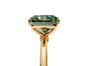 Solitaire Engagement Ring Setting for Fancy Green Radiant Cut Center with Straight Thin Band and Prong Head in Yellow Gold