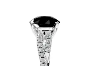 Solitaire Engagement Ring Setting for Fancy Black Round Cut Center with Twisted Pave Split Shank and Prong Head in Platinum