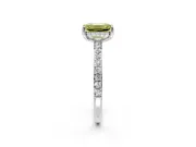 Solitaire Engagement Ring Setting for Fancy Yellow Emerald Cut Center with Fine Pave Band and Prong Head in Platinum