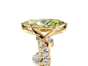 Solitaire Engagement Ring Setting for Fancy Yellow Marquise Center with Bar-Station Pave Twist and Prong Head in Yellow Gold