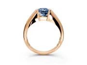 Tension Engagement Ring Setting for Fancy Blue Radiant Cut Center with Wide Tapered Band and Tension Head in Rose Gold