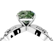 Solitaire Engagement Ring Setting for Fancy Green Cushion Cut Center with Criss-Cross Accent Band and Prong Head in Sterling Silver