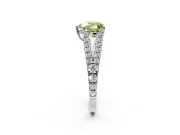 Solitaire Engagement Ring Setting for Fancy Yellow Heart-Shaped Center with Pave Split Shank and Prong Head in Platinum