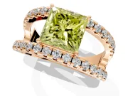 Solitaire Engagement Ring Setting for Fancy Yellow Princess Cut Center with Wide-Open Split Shank and Prong Head in Rose Gold