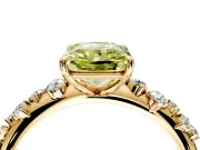 Cluster Engagement Ring Setting for Fancy Yellow Radiant Cut Center with Round Cut Accent Band and Prong Head in Yellow Gold