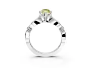 Solitaire Engagement Ring Setting for Fancy Yellow Marquise Center with Carved Leaf Shoulders and Prong Head in Platinum