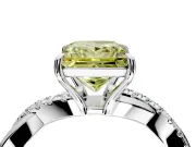 Crossover Engagement Ring Setting for Fancy Yellow Princess Cut Center with Pave and Plain Strands and Prong Head in White Gold