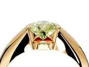 Tension Engagement Ring Setting for Fancy Yellow Pear-Shaped Center with Wide Tapered Band and Tension Head in Yellow Gold
