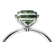 Solitaire Engagement Ring Setting for Fancy Green Princess Cut Center with Straight Thin Band and Prong Head in Platinum