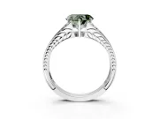 Split Shank Engagement Ring Setting for Fancy Green Heart-Shaped Center with Pave Split Shank and Prong Head in White Gold